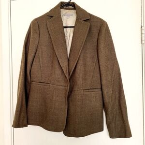 Ann Taylor Womens 8 Single Breasted Blazer Green One Button Wool